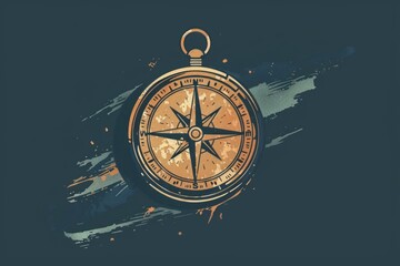 Aufkleber - A gold compass on a sleek black background. Ideal for travel or navigation concepts
