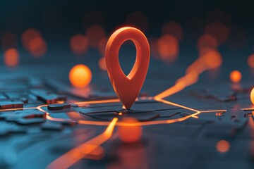 Poster - A map with a red pin, perfect for location tracking