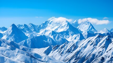 Wall Mural - Panoramic view of the snowy mountains. Caucasus Mountains, Georgia.