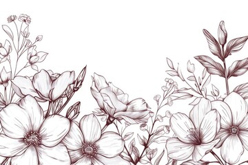 Poster - Simple black and white drawing of flowers, suitable for various design projects