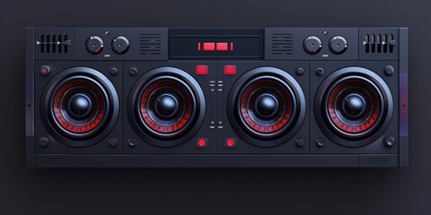 Aufkleber - A stereo system with four speakers on top of it. Ideal for music and sound-related projects
