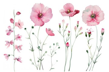 Aufkleber - Beautiful pink flowers on a clean white background, perfect for spring or nature themes