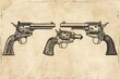 Detailed drawing of two revolvers on paper. Suitable for gun control themes