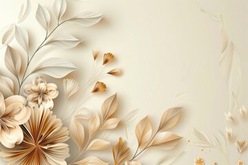 Wall Mural - A beautiful floral background with paper flowers and leaves, perfect for various design projects