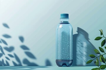 Poster - A bottle of water sitting on a table. Perfect for hydration concept