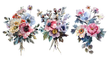 Poster - Beautiful flowers on a plain white background, suitable for various design projects