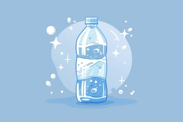 Aufkleber - A water bottle with a face drawn on it, suitable for various creative projects
