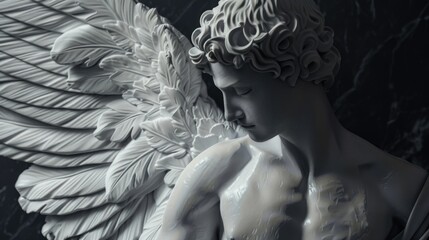 Poster - a statue of an angel with majestic wings. suitable for religious themes or spiritual concepts