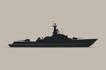Aufkleber - A simple black and white silhouette of a boat, suitable for various design projects