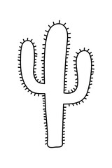 Wall Mural - cactus hand drawn black line symbol on white background, vector illustration
