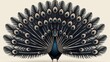 © DZMITRY - An illustration of a peacock in black with an icon design