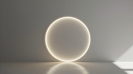 Canvas Print - circular backlight or window on a white wall 
