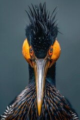 Poster - A detailed close up of a bird with an orange beak. Suitable for nature and wildlife themes