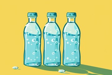 Poster - Two bottles of water on a table, suitable for hydration concepts