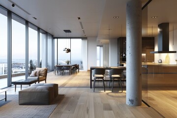 Poster - A comfortable living room with plenty of furniture and natural light, perfect for interior design projects