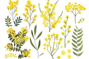 Poster - Bright yellow flowers against a clean white background, suitable for various design projects
