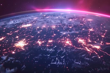 Poster - A stunning view of the earth illuminated at night. Perfect for educational materials or science publications