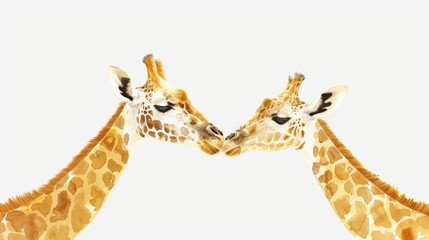 Poster - A couple of giraffes standing next to each other. Suitable for nature and wildlife concepts