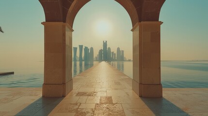 Wall Mural - Doha skyline with modern skyscrapers, Qatar, luxury and architecture