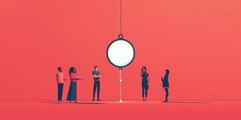 Poster - A group of people standing in front of a sign. Perfect for business and team concepts