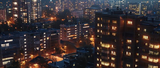 Wall Mural - residential buildings in the city in a very beautiful scenery at night