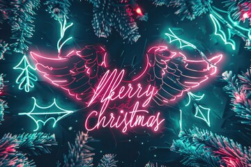 Poster - Festive Christmas tree with glowing 