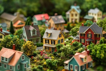 Aufkleber - Detailed miniature model of a small town, perfect for architectural projects