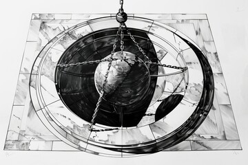 Poster - Simple black and white drawing of a clock, perfect for time-related designs