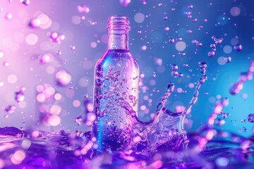 Poster - A clear water bottle with a splash of water. Perfect for hydration and refreshment concepts