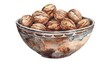 A bowl filled with nuts on a table. Suitable for food and nutrition concepts