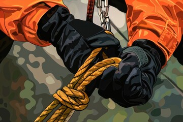 Poster - Close up of a person holding a rope, suitable for various concepts