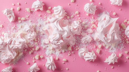 Sticker - A pile of whipped cream on a pink surface. Perfect for food and dessert concepts