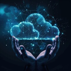 Poster - A person holding a cloud in their hands, suitable for technology concepts