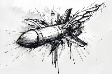 Poster - Detailed black and white drawing of a bullet, suitable for various projects