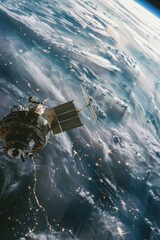 Aufkleber - A futuristic space station orbiting in space. Suitable for science fiction themes