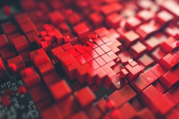 Aufkleber - Detailed view of a cluster of red cubes. Suitable for business or educational concepts