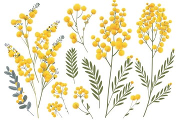 Aufkleber - Bright yellow flowers on a clean white backdrop, perfect for spring themes