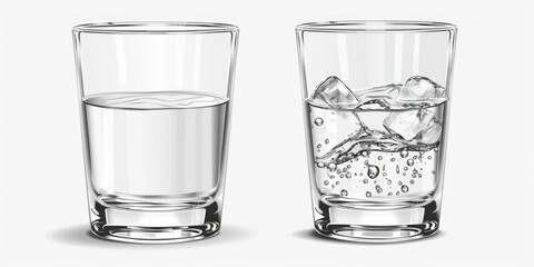 Poster - Refreshing water glasses with ice cubes, perfect for summer themes
