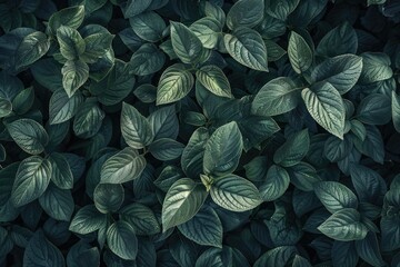 Poster - detailed close-up of vibrant green leaves, perfect for nature backgrounds or botanical designs