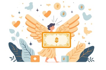 Aufkleber - Woman holding a sign with a dollar sign on it. Suitable for financial concepts