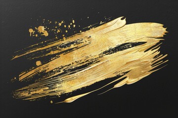 Poster - Elegant gold paint brush stroke on a dramatic black background. Perfect for luxury design projects
