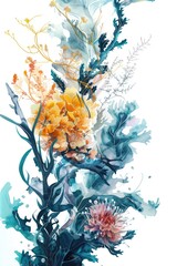 Poster - Vibrant bouquet of flowers on a plain white backdrop. Perfect for various design projects