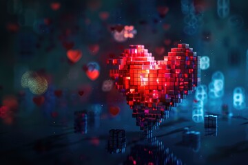 Aufkleber - A heart made out of cubes on a table. Perfect for love and relationships concepts