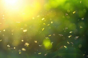 Poster - A bunch of bugs flying in the air. Suitable for nature and insect-related projects