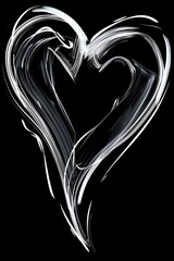 Poster - Simple black and white heart drawing, versatile for various projects