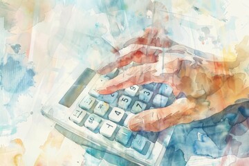 Poster - A person is shown using a calculator. Suitable for business concepts