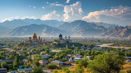 Wall Mural - Osh skyline, Kyrgyzstan, cultural crossroads of Central Asia