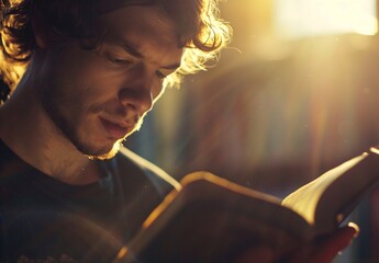 Wall Mural - a person holding an open bible in his hands