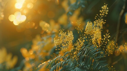 Poster - Close up of a plant with yellow flowers, ideal for nature and gardening concepts