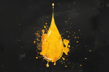 Poster - A drop of liquid splattered with yellow paint. Perfect for artistic projects